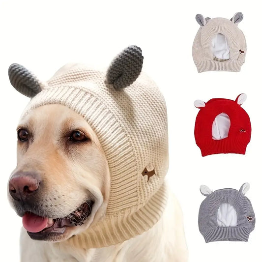 Knitted Rabbit-Ears Doggy Beanies 3-Pack