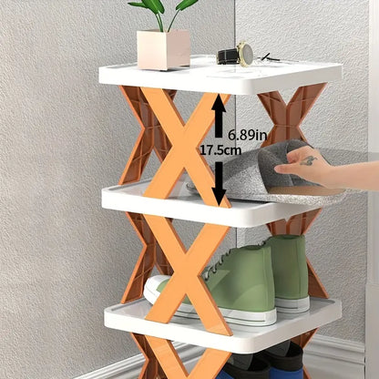 Contemporary 5-Tier Orange X Shoe Rack