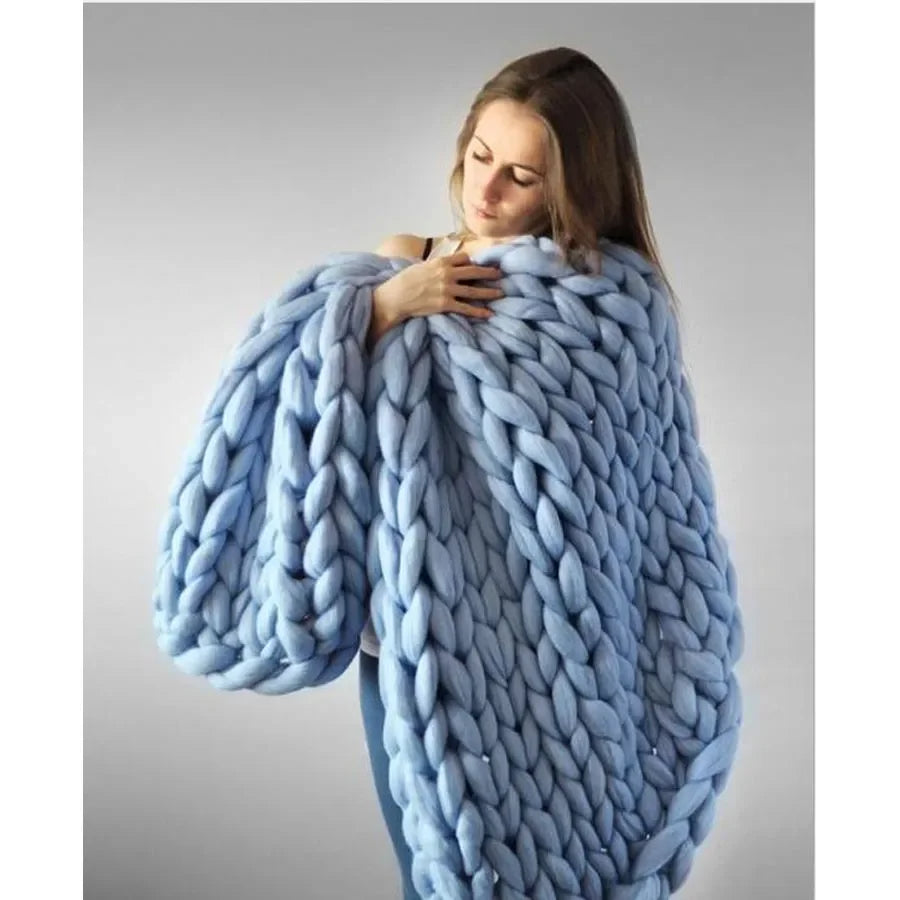 Chenille Thick-Knit Wool Throw Blanket