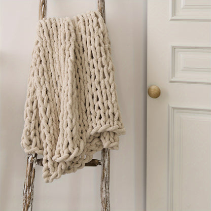 Chenille Thick-Knit Wool Throw Blanket