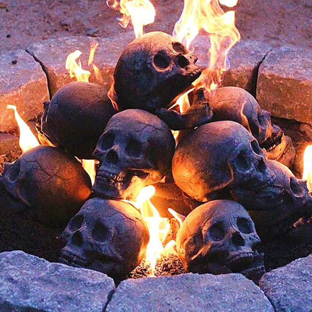 Flaming Fire Pit Skulls 6-Pack