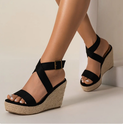 Chic Black Espadrille Wedges