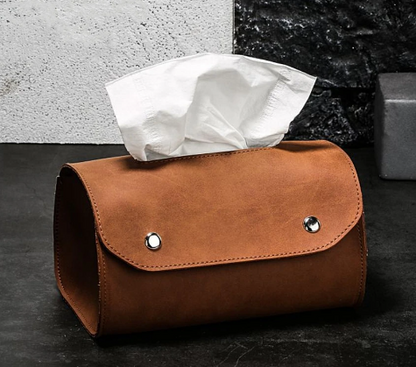 Retro Leather Tissue Box