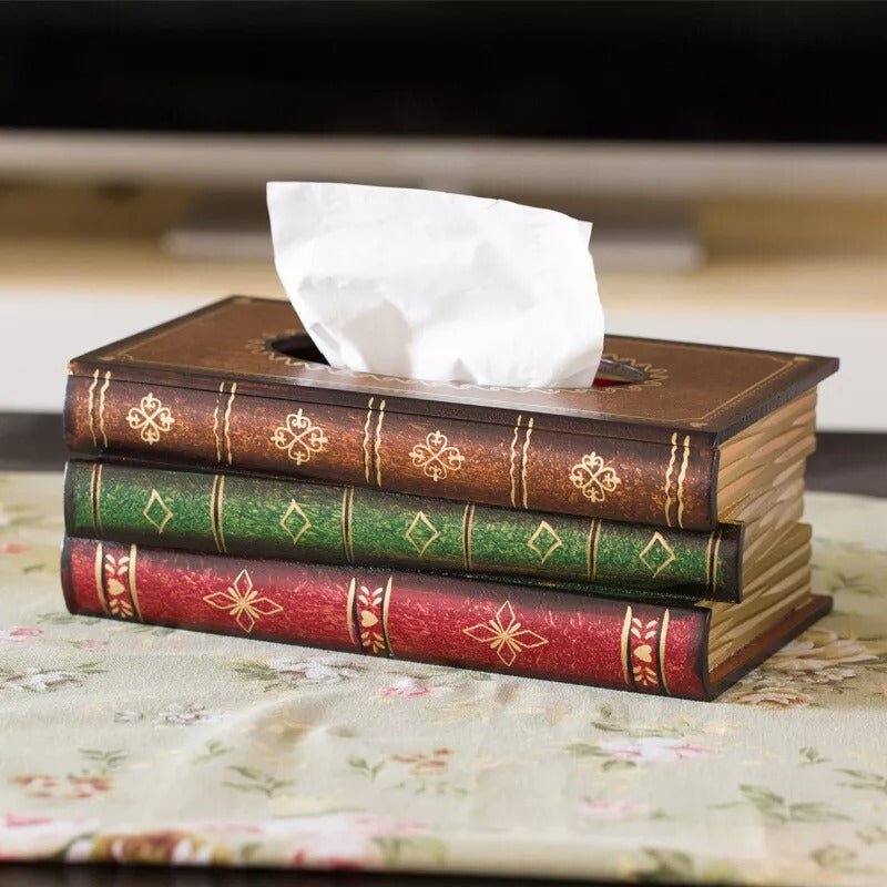 Vintage European Books Tissue Box