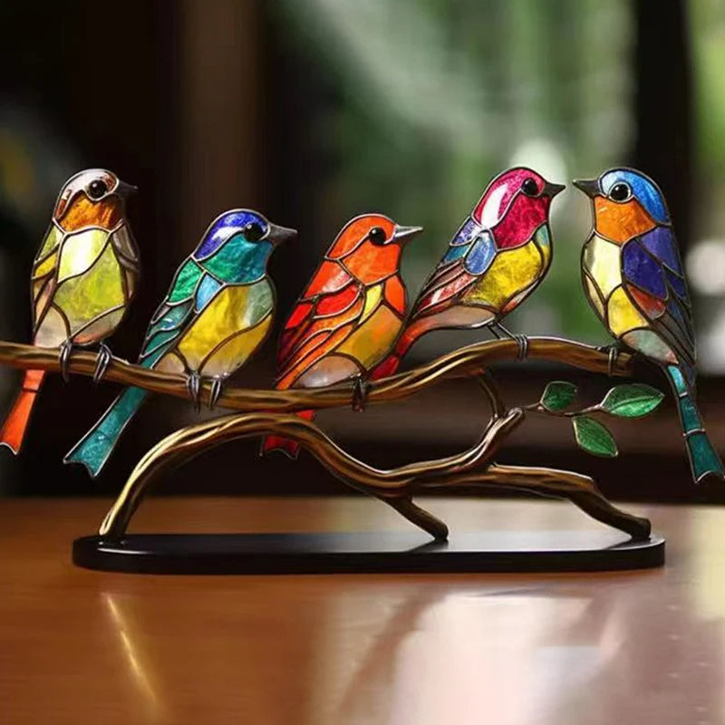 Stained Acrylic Birds Set