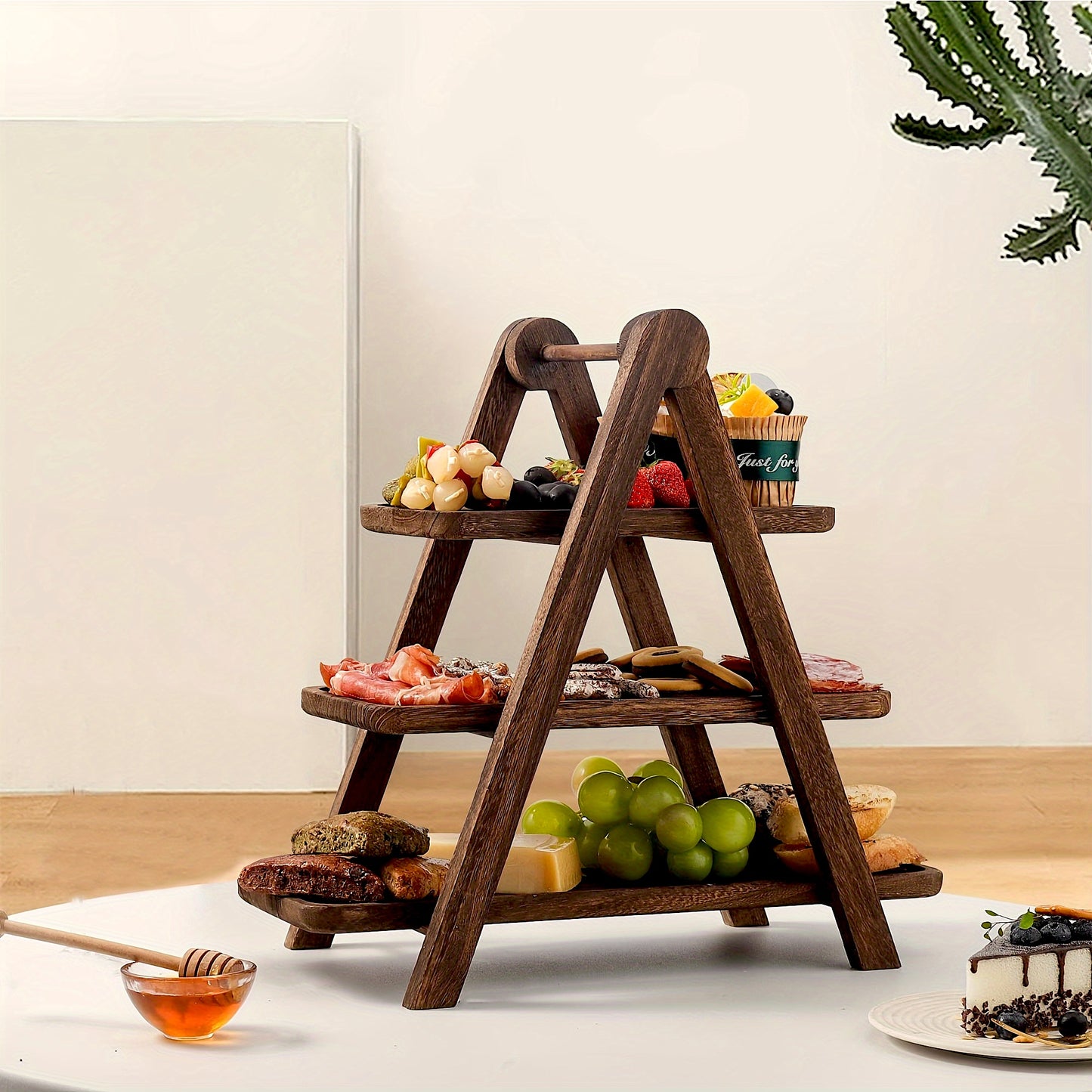 Eleganté Three-Tiered Wooden Serving Tray