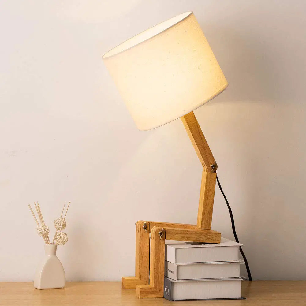 Human Expressions Adjustable Wooden Table Lamp